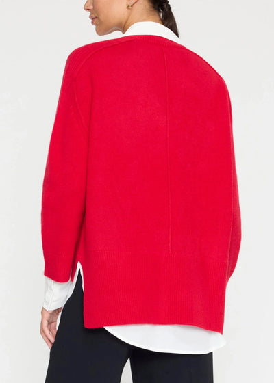 Brochu Walker V-neck Layered Pullover Sweater Red/White