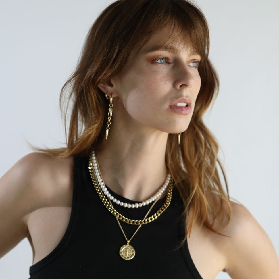 Rachel Nathan Pearl Curb Chain Necklace