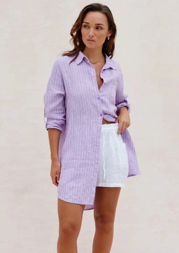 Charli Provence Linen Shirt -Lilac