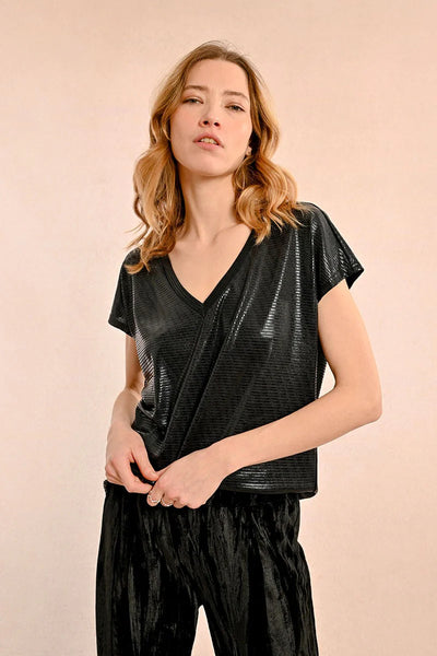 Molly Bracken Sheen V-neck Black