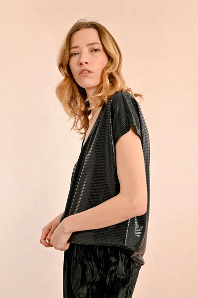 Molly Bracken Sheen V-neck Black