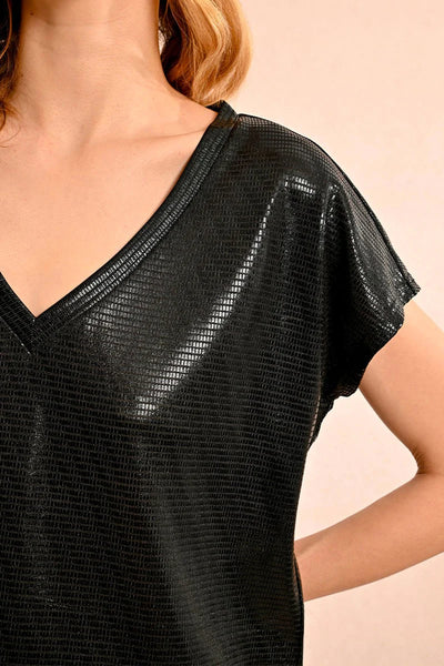 Molly Bracken Sheen V-neck Black