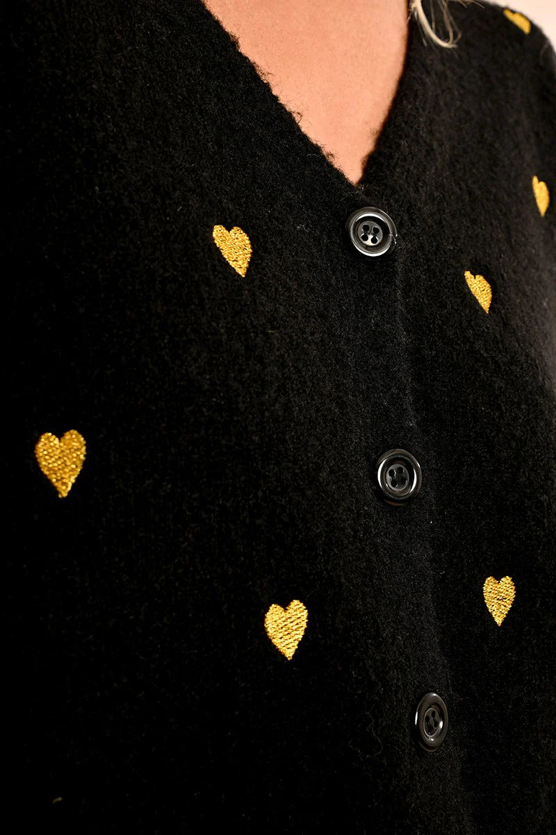 Molly Bracken Gold Heart Cardi Black