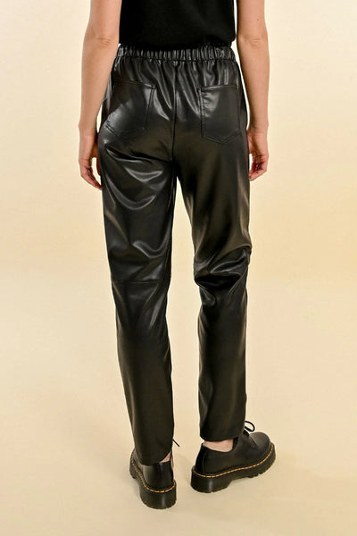 Molly Bracken Faux Leather Joggers- Black