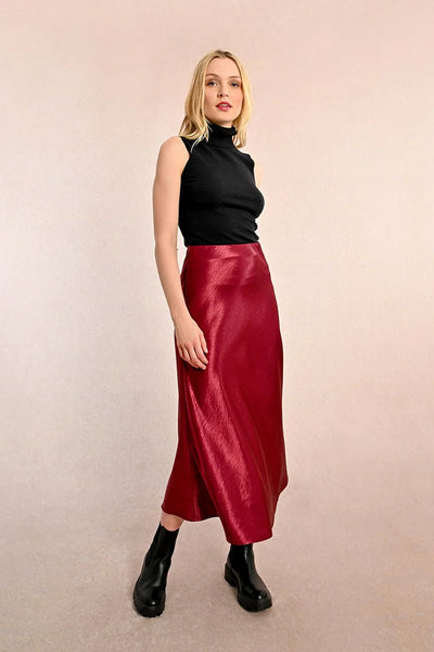 Molly Bracken Satin Skirt Red