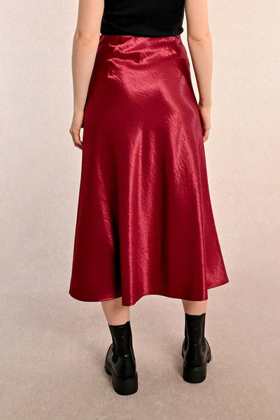 Molly Bracken Satin Skirt Red