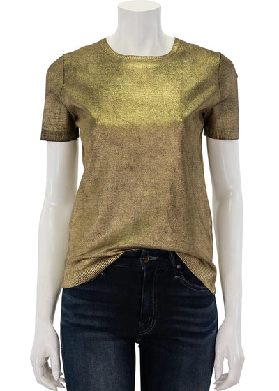 Minnie Rose Metallic Print Short Sleeve Crew Tee Gold