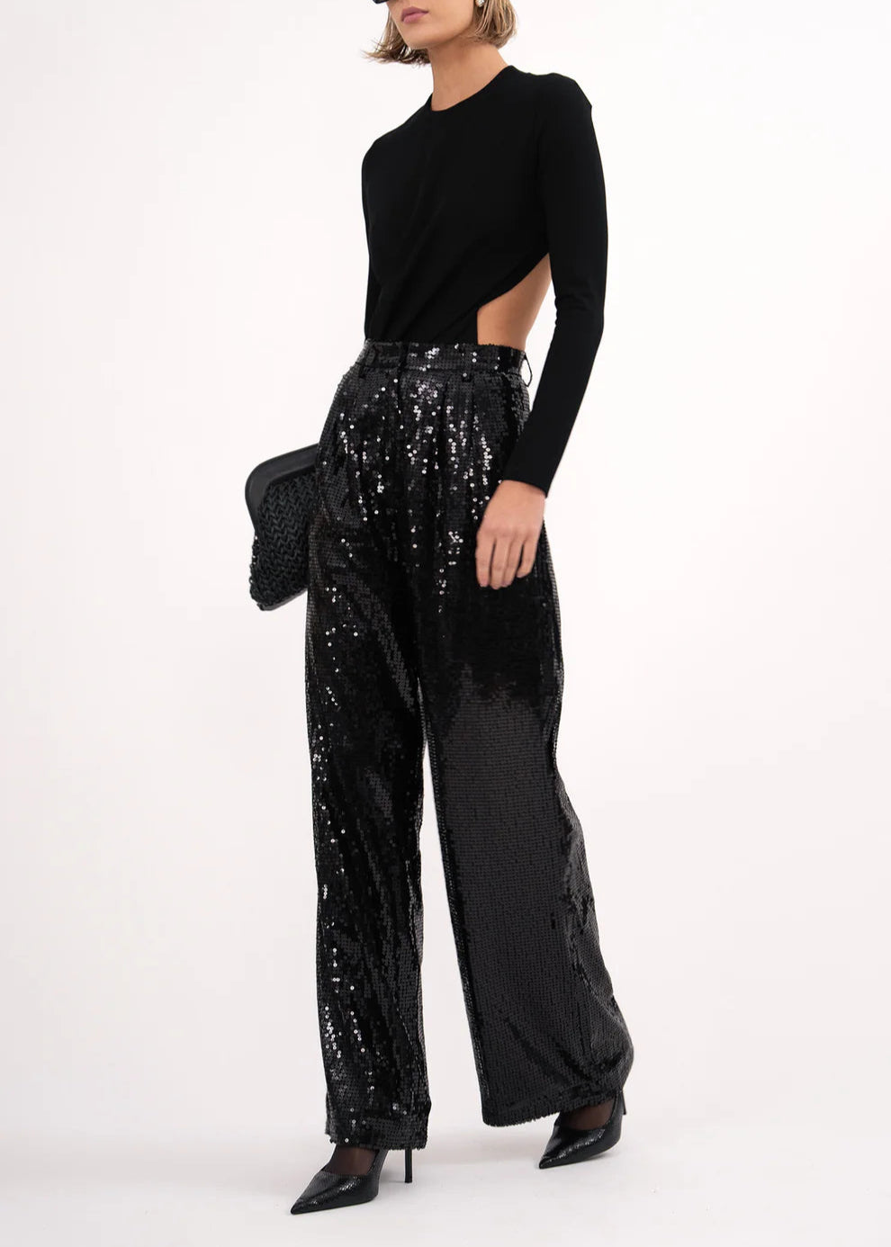 NONCHALANT Roxanne Sequin Pants Black