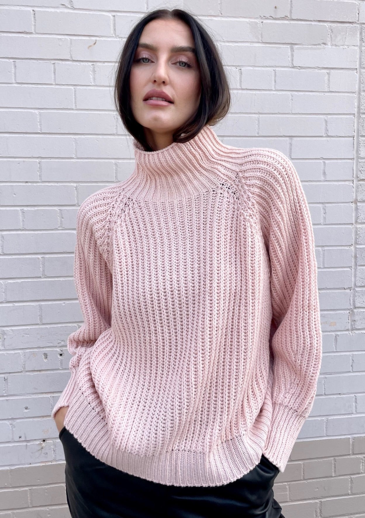 Charli Selma Mock Neck Knit Sweater - Blush