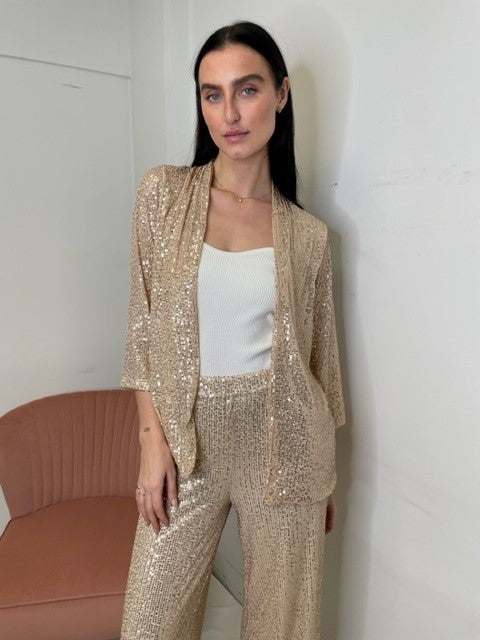 The Pink Door Sequin Jacket - Gold