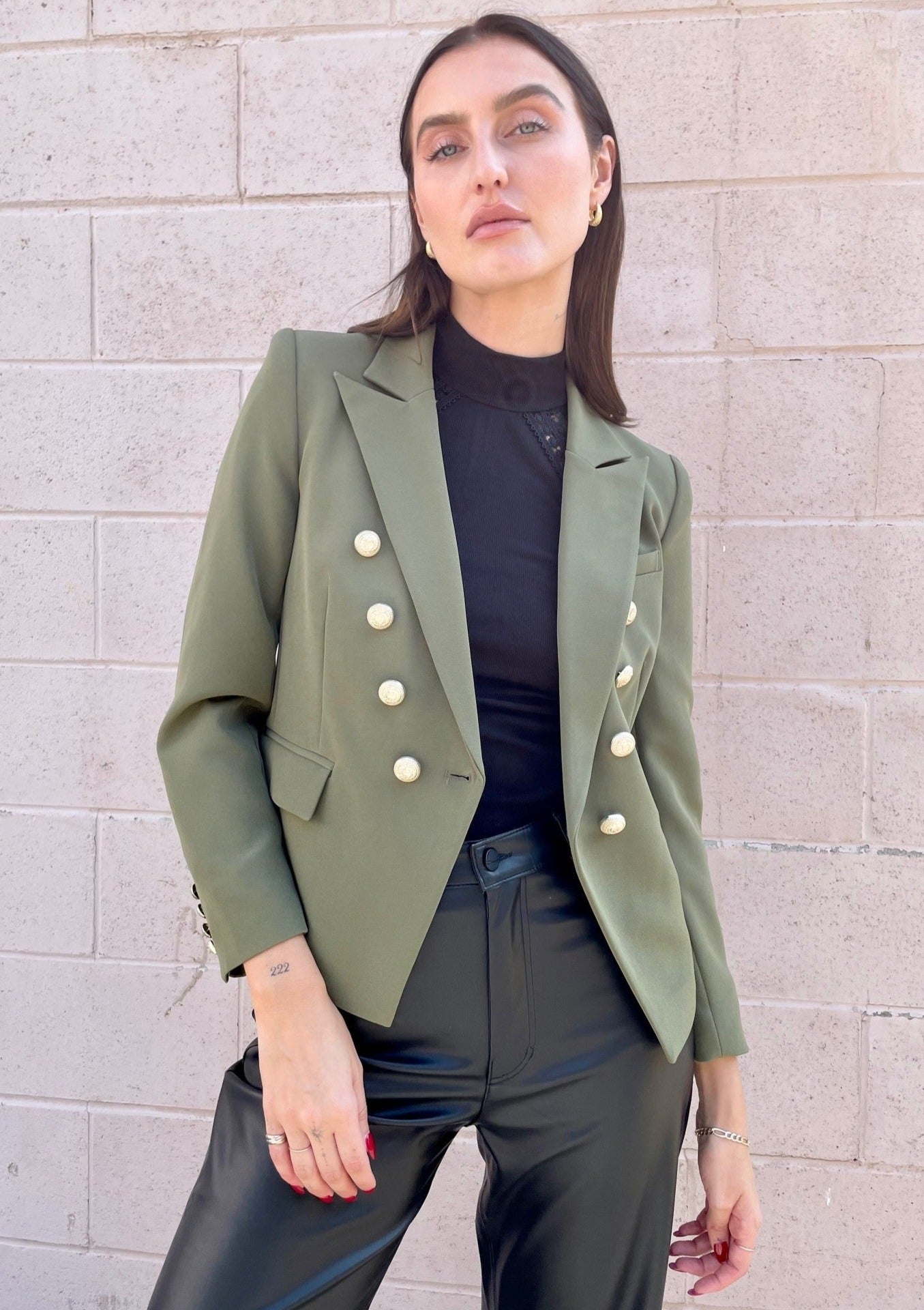 Generation Love Delilah Crepe Blazer - Olive