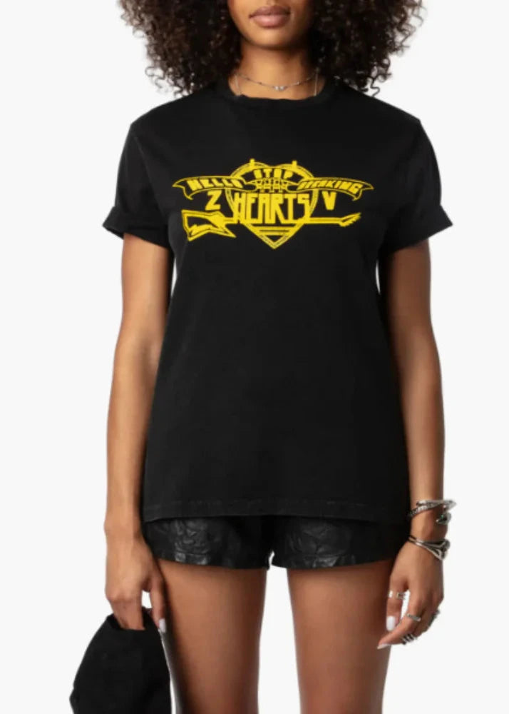 Zadig & Voltaire Yellow Heart Tee Black