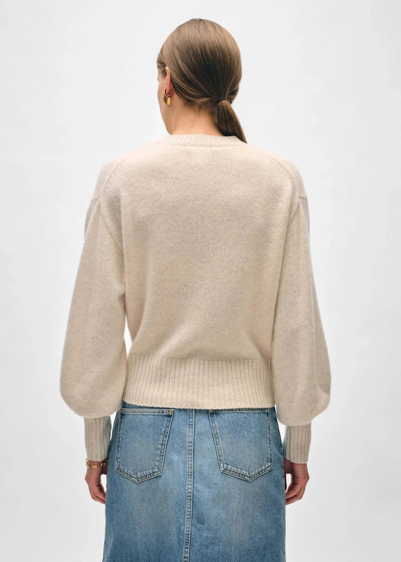 White + Warren Cashmere Blouson Sleeve Crewneck sandwisp