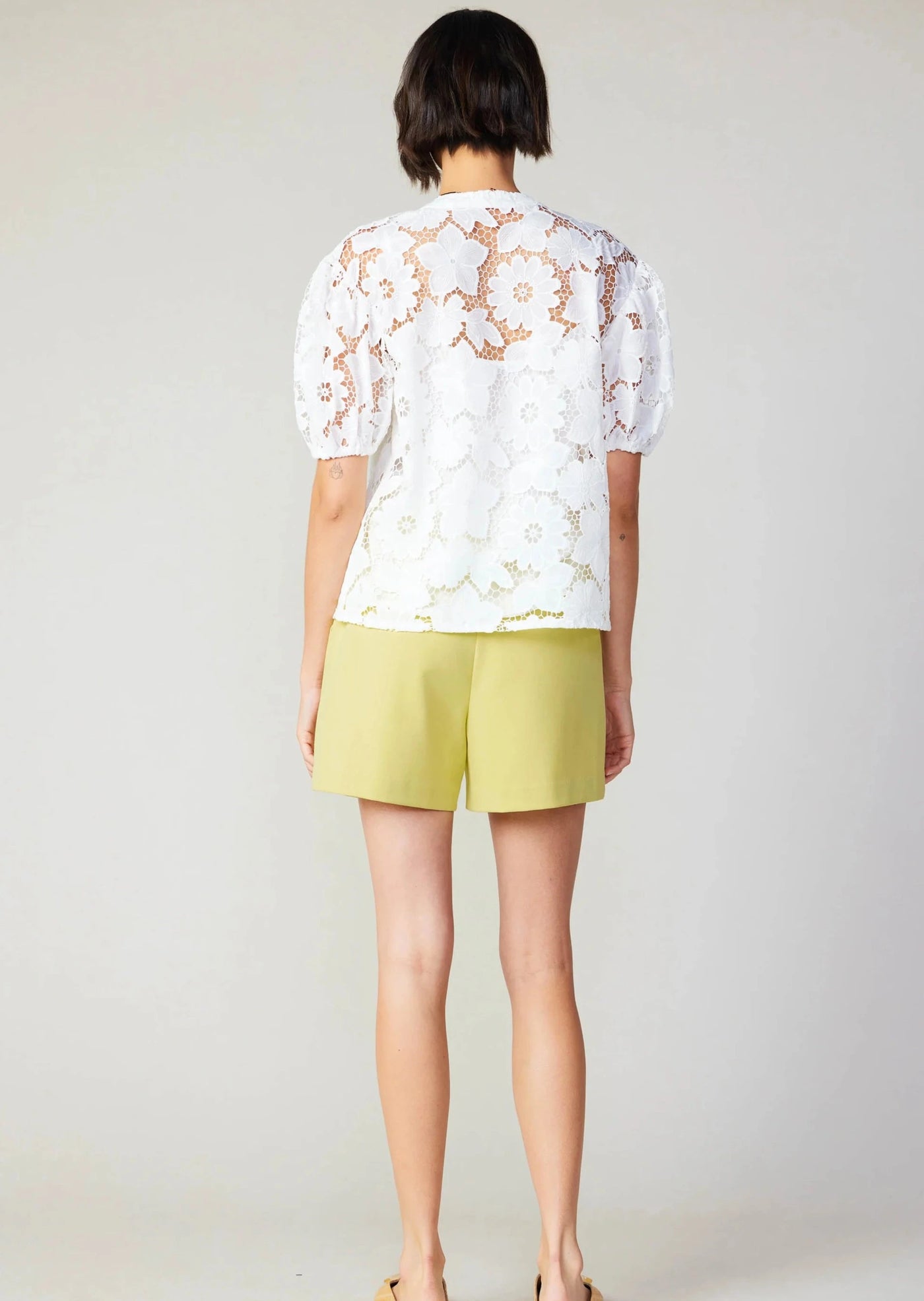 The Pink Door Floral Lace Top - White