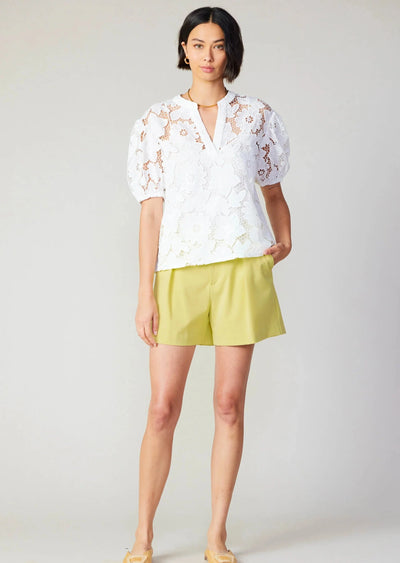 The Pink Door Floral Lace Top - White