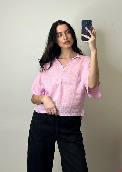 Stark X Linen Jojo Shirt - Pink Mist