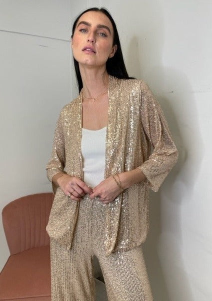 The Pink Door Sequin Jacket - Gold