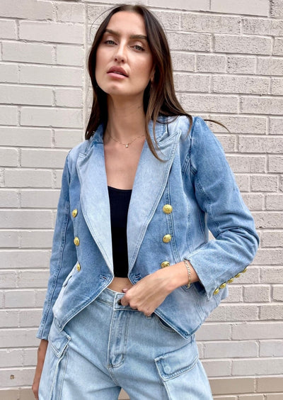 Tailored Fit Denim Blazer