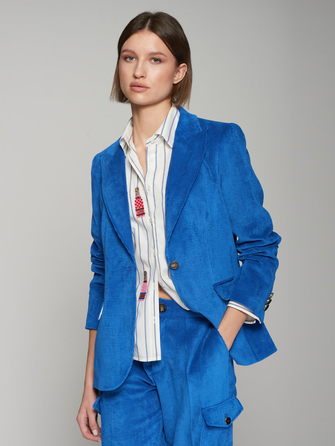 Vilagallo Heather Jacket Blue Corduroy