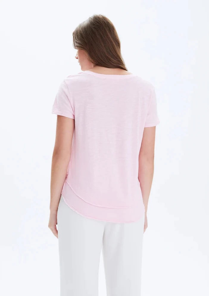 CHRLDR Ava V-Neck Mock Layer T-shirt - Blush