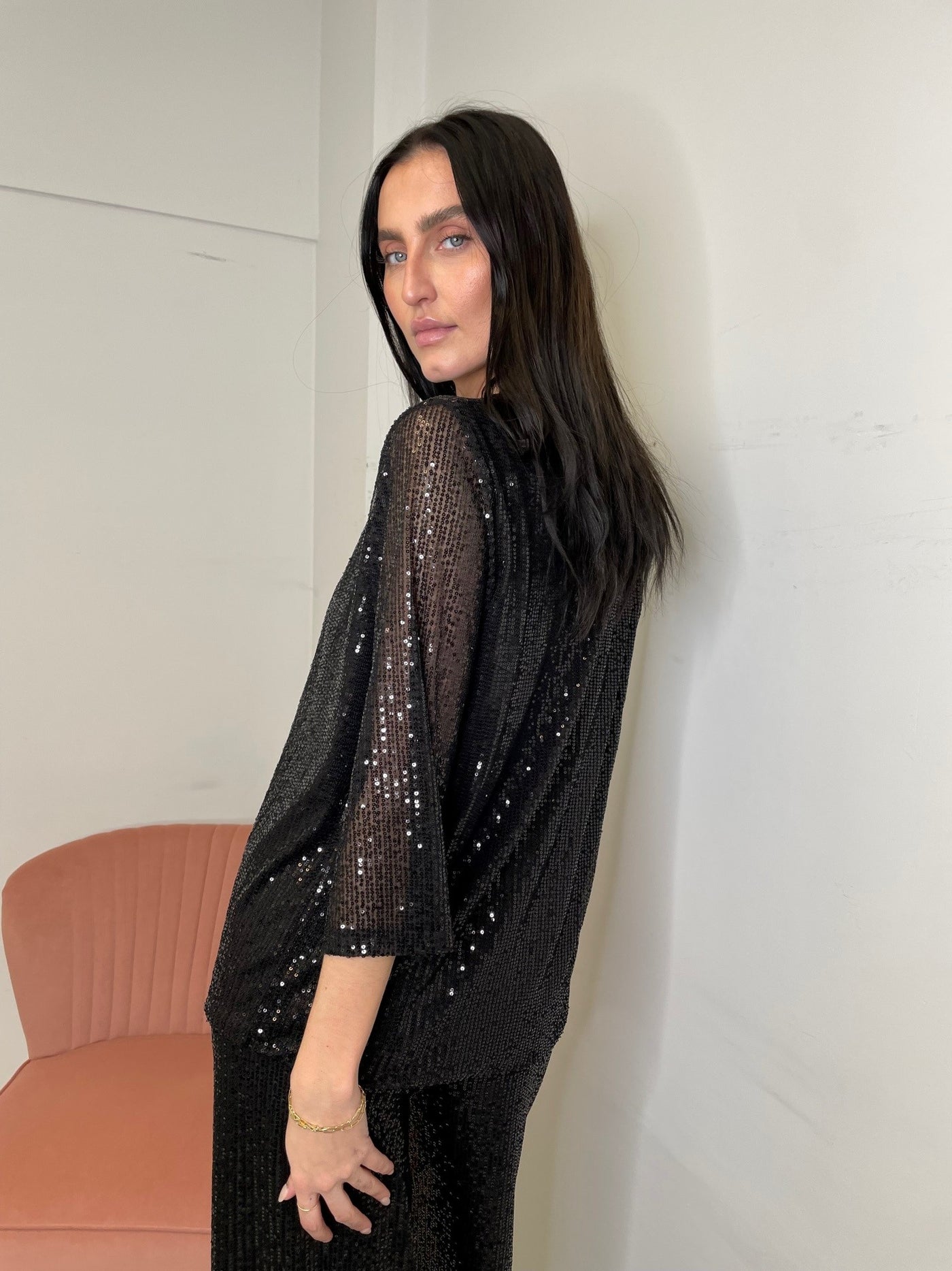 The Pink Door Sequin Jacket - Black