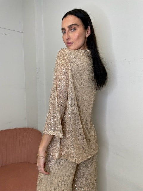 The Pink Door Sequin Jacket - Gold