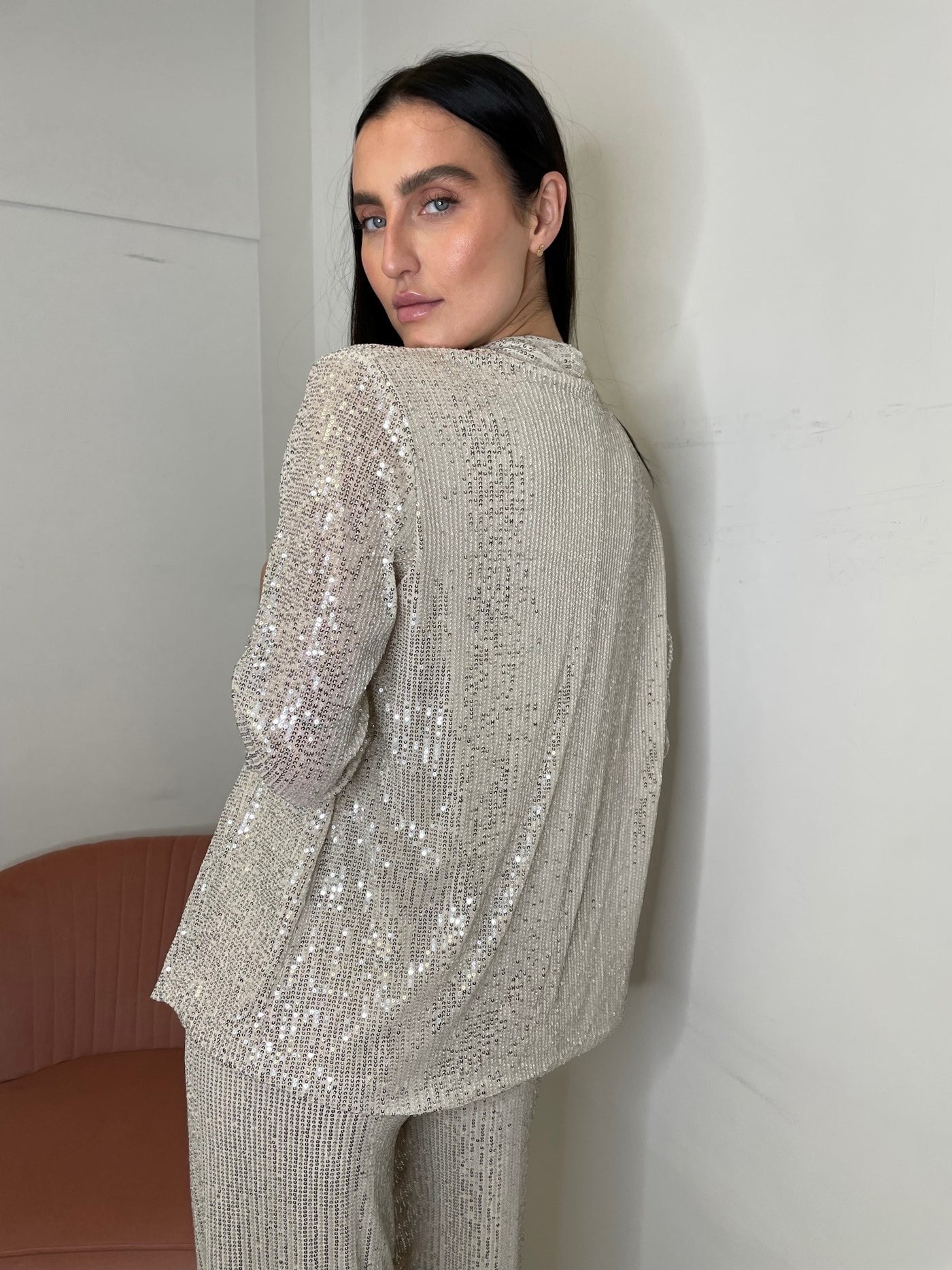 The Pink Door Sequin Jacket - Silver