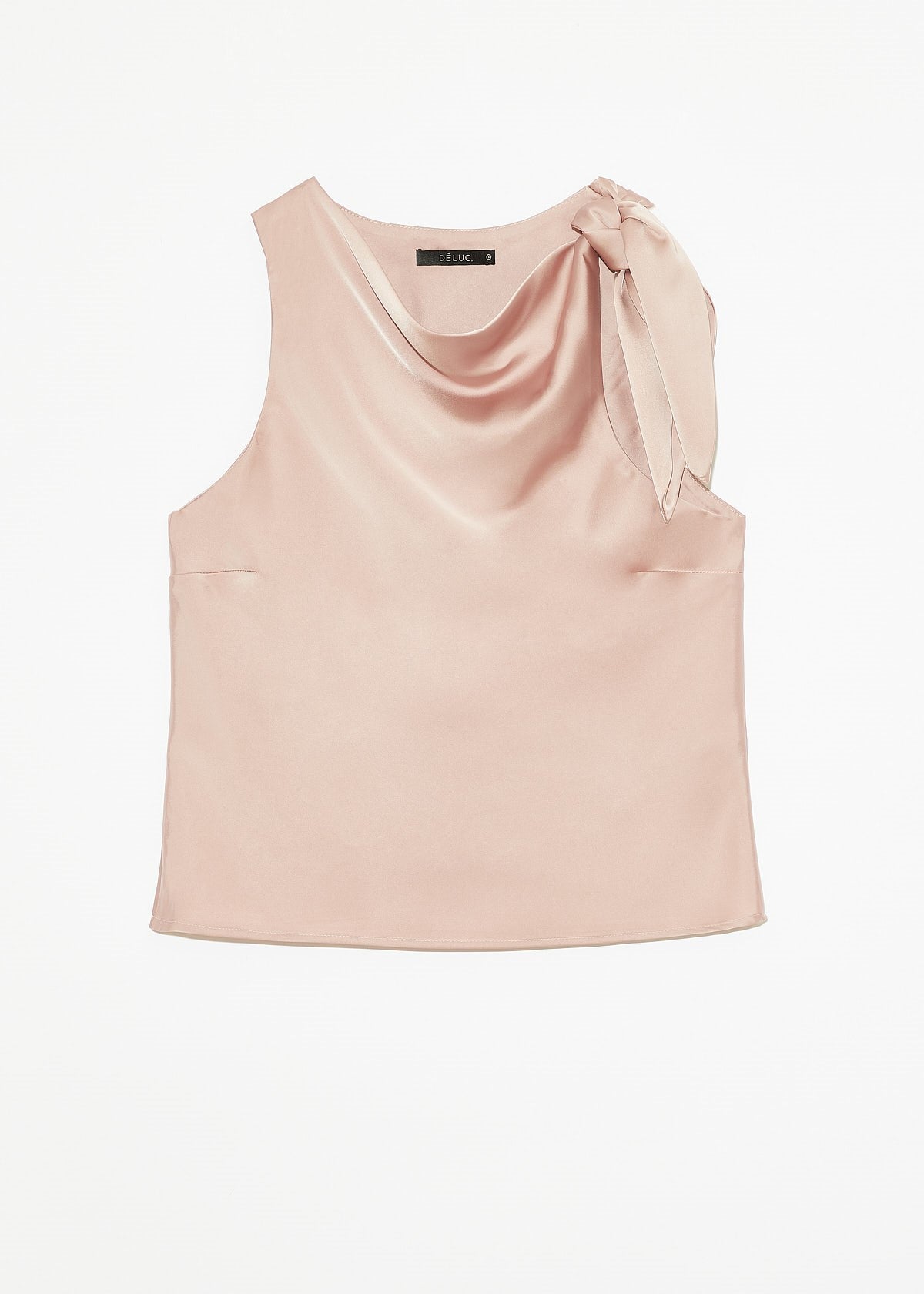 Deluc Shoulder Bow Sleeveless Silky Top Pink