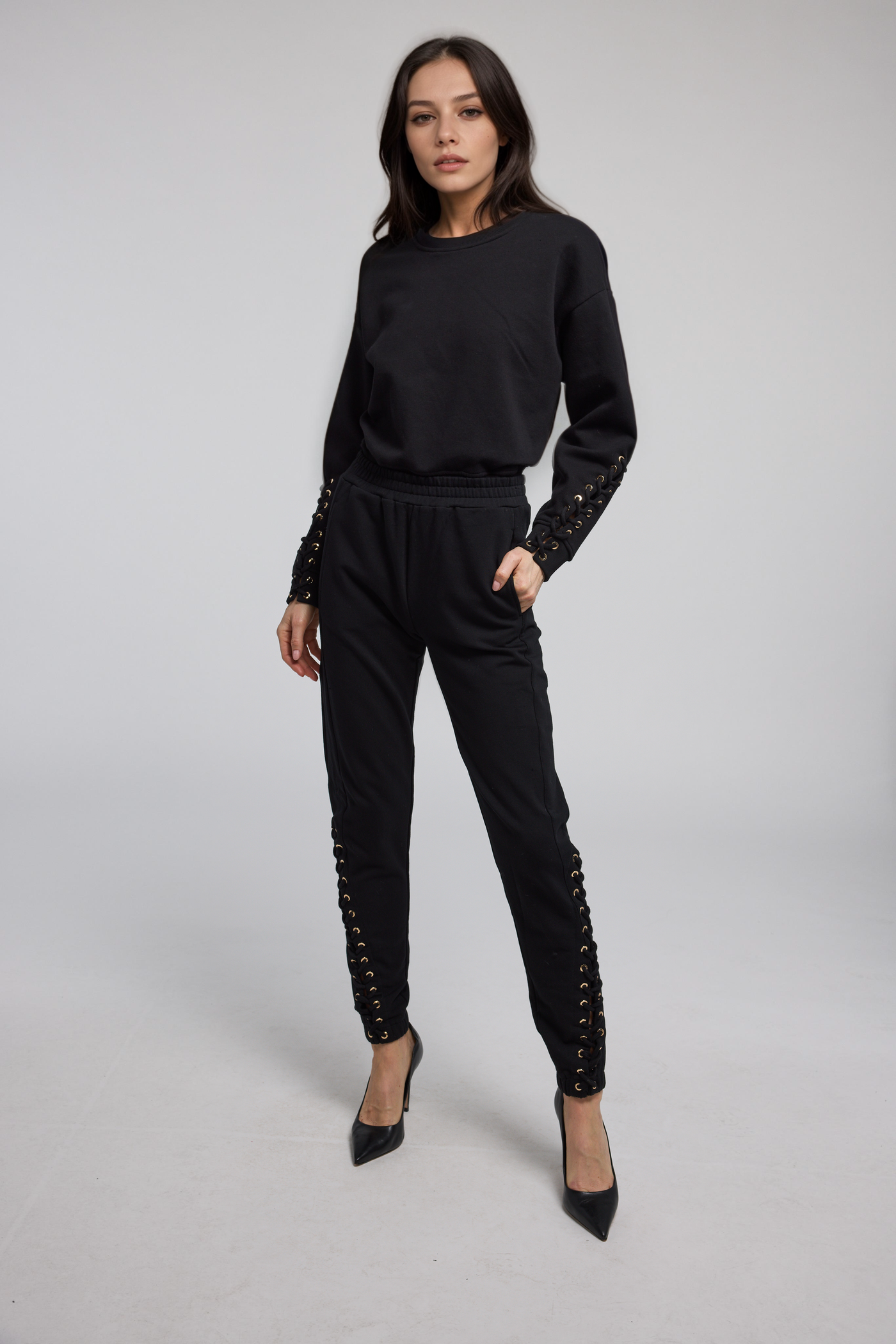 Generation Love Caprice Lace-up Sweatpants Black