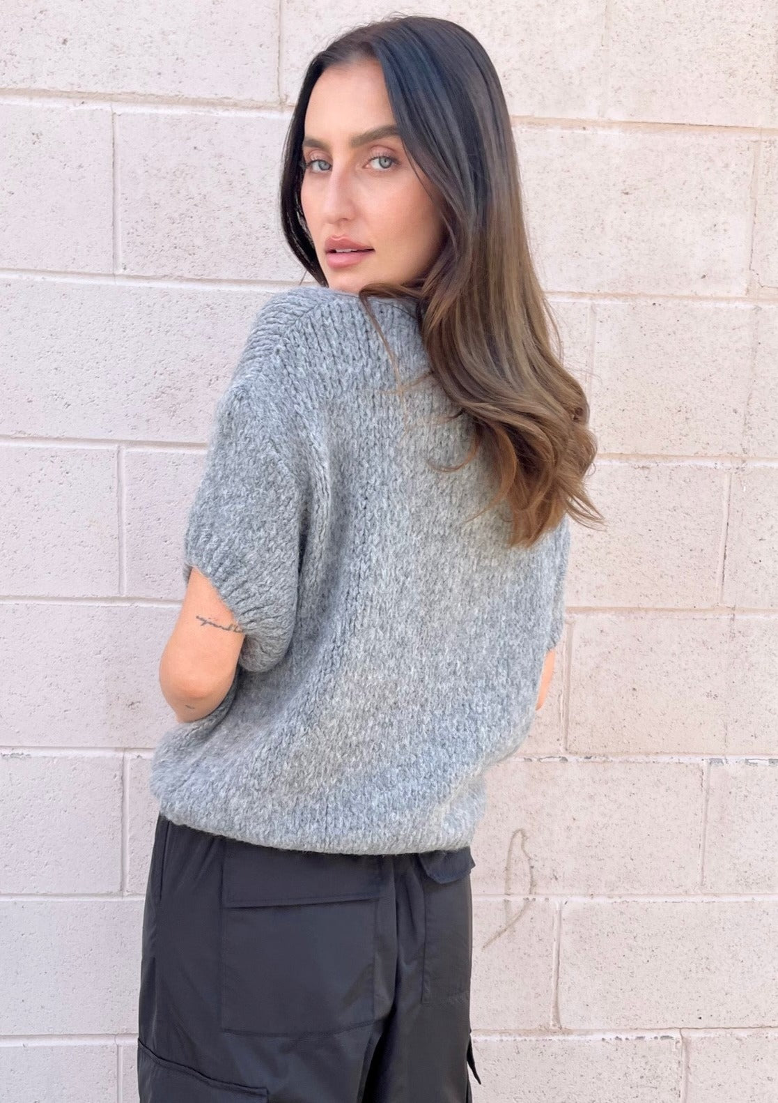 Charli Rosalia Puff Sleeveless Knit Sweater - Grey