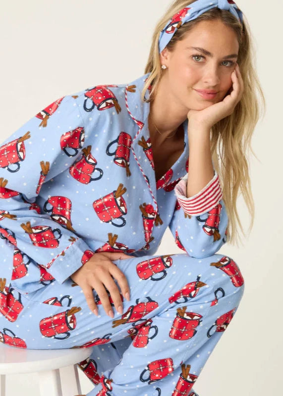 PJ Salvage Flannels Pj Set Hug in a Mug - Denim