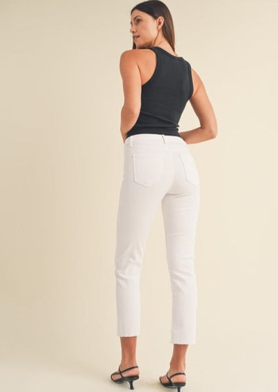 The Pink Door Plain Slender Denim - White