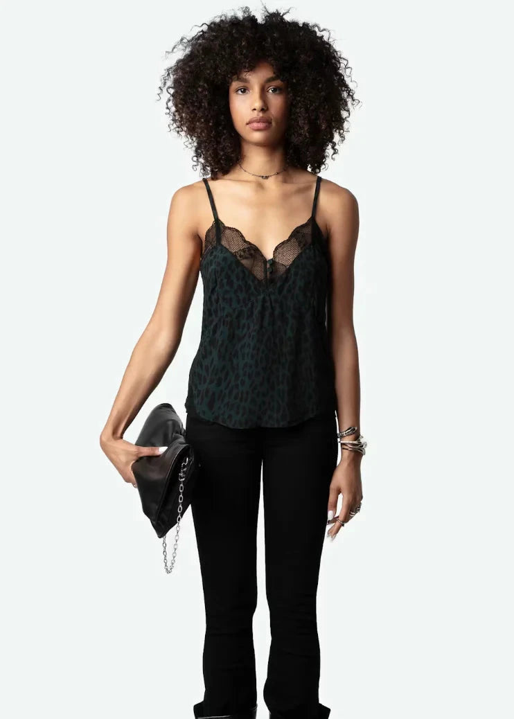 Zadig & Voltaire Cyoko Soft Leo Cami Teal