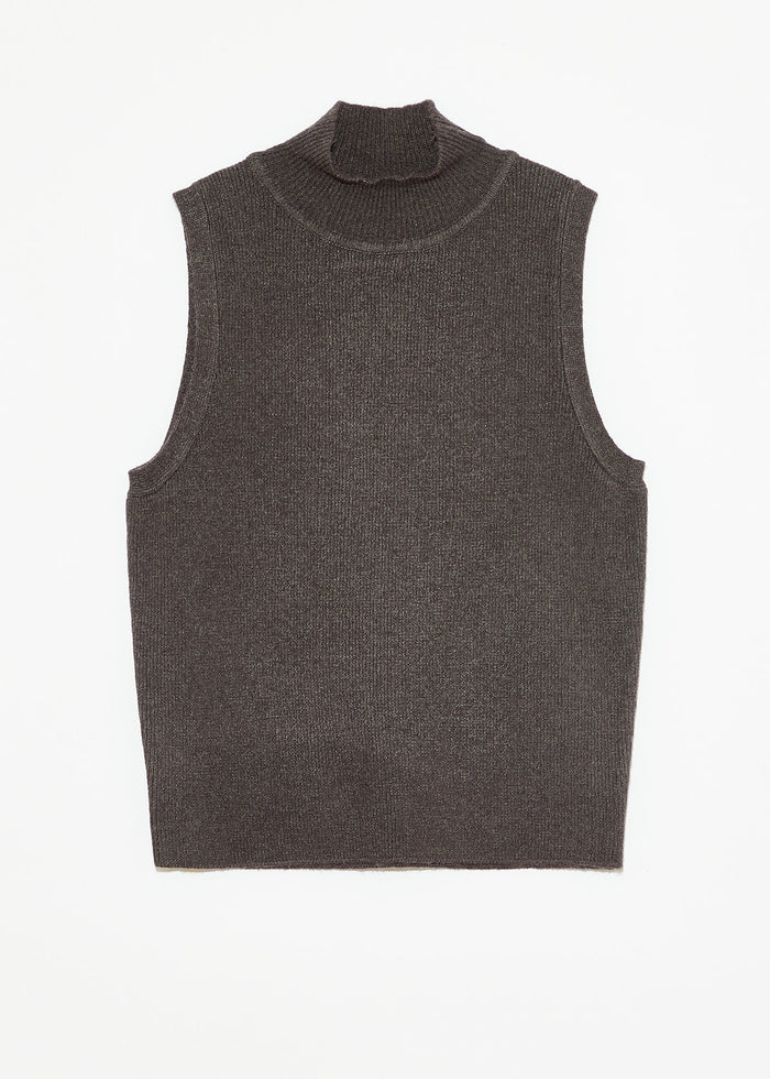 Deluc Sleeveless Mockneck Basic Knit Grey