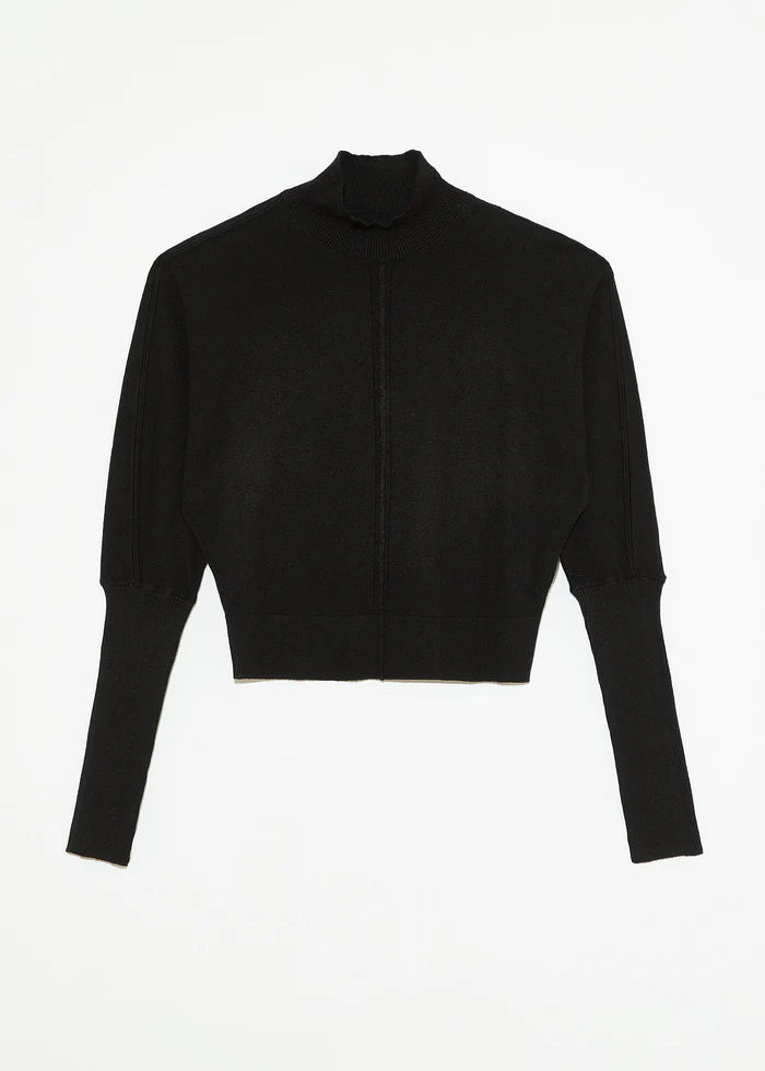 Deluc Crop Fine Knit Turtleneck Black