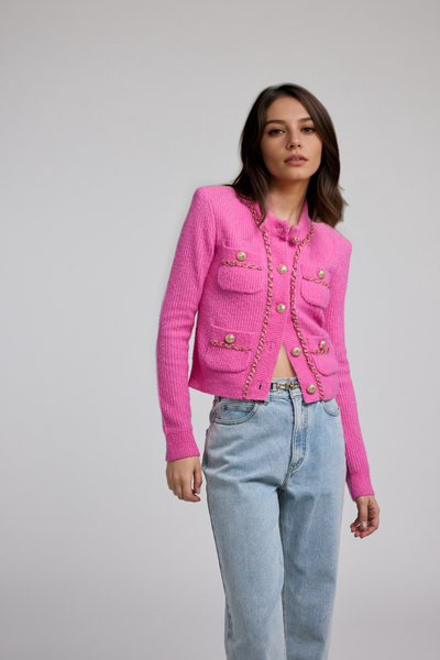 Generation Love Selma Chain Cardigan Pink