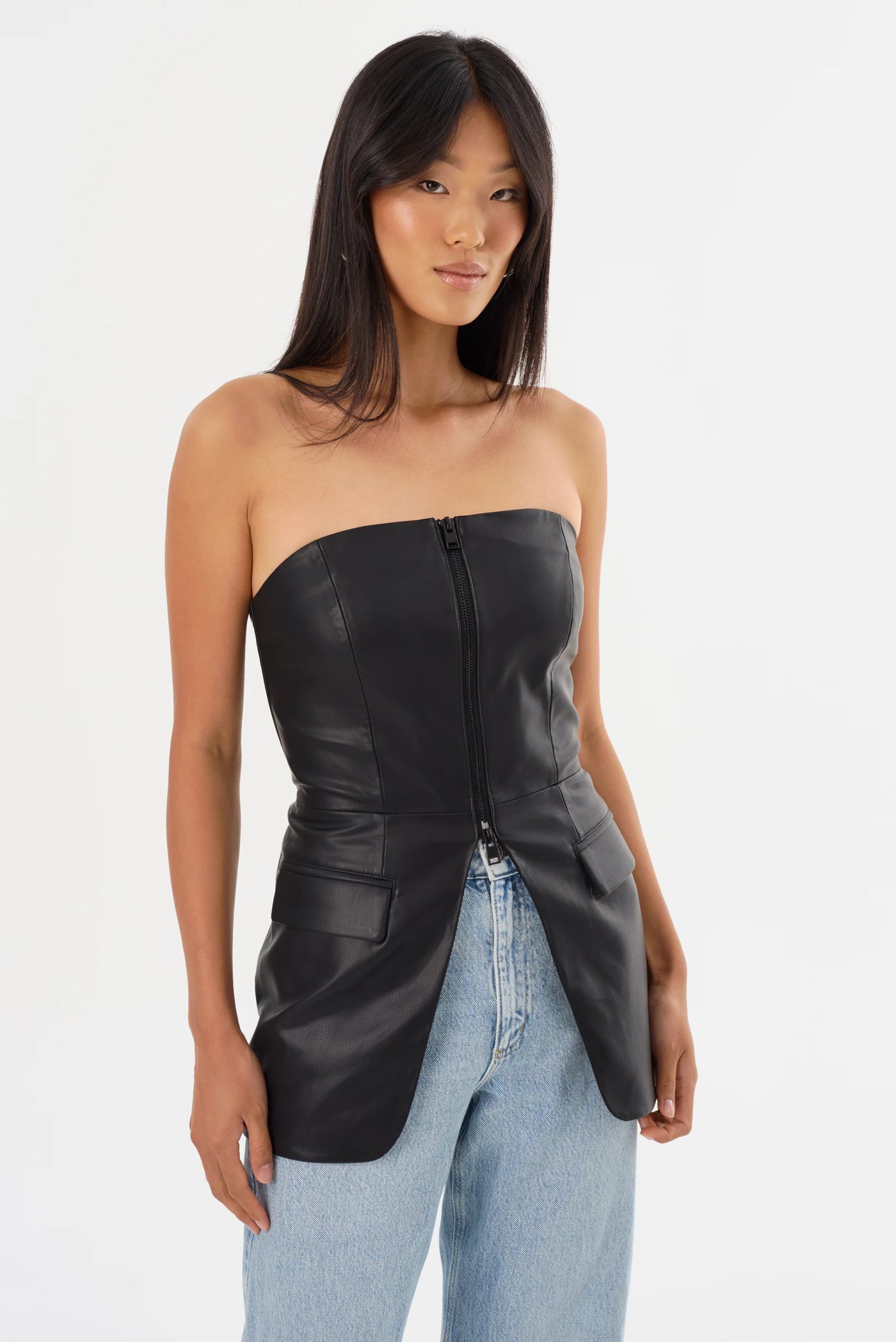 Lamarque Avani Faux Leather Bustier Top