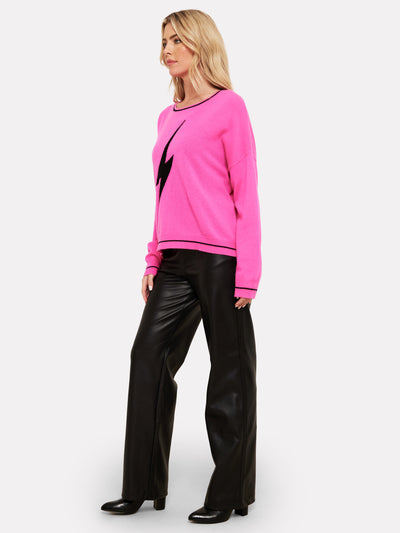 Brodie Electric Crew Top Diva Pink/Black