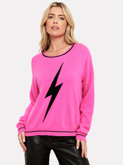 Brodie Electric Crew Top Diva Pink/Black