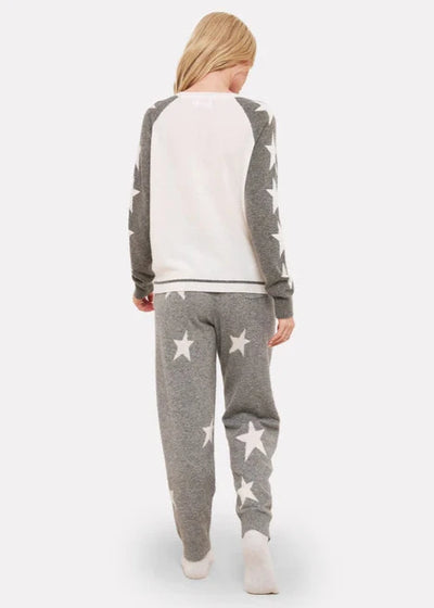 Brodie Sophie Star Cashmere Sweater Organic White/Mid Grey