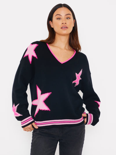 WISPR Sanna Star V-Neck Top Sweat Neon Pink