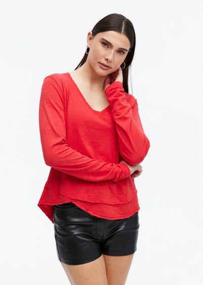 CHRLDR Ava V - Neck Long Sleeve Red