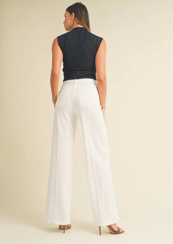 The Pink Door Palazzo Pants Wide Leg Jeans White