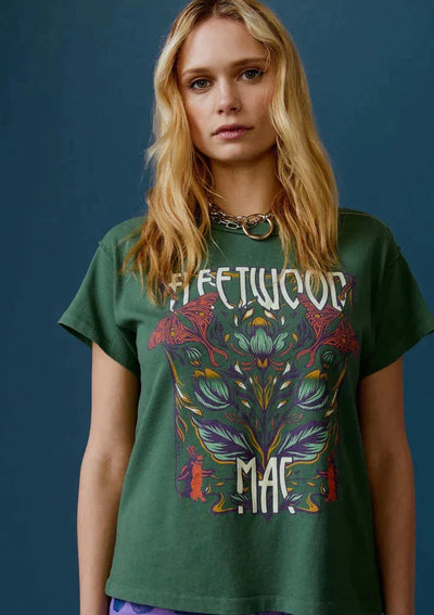 DayDreamer Fleetwood Mac Butterflies Reverse GF Tee - Stormy Green