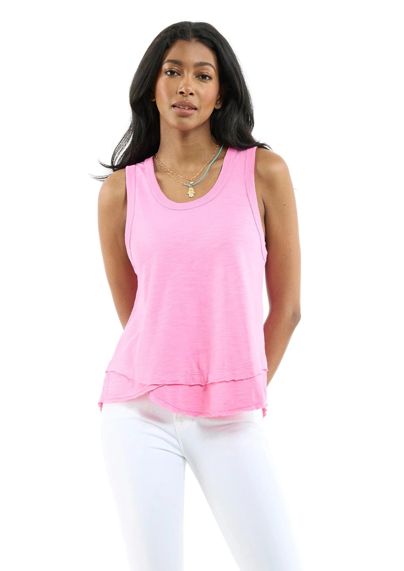 CHRLDR Ava Mock Layer Tank Top - Pink Sorbet