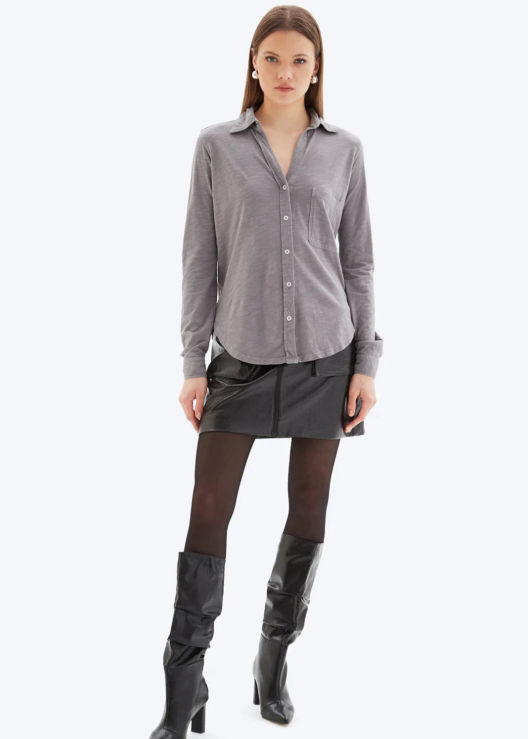 CHRLDR Amrat Jersey Blouse Graphite