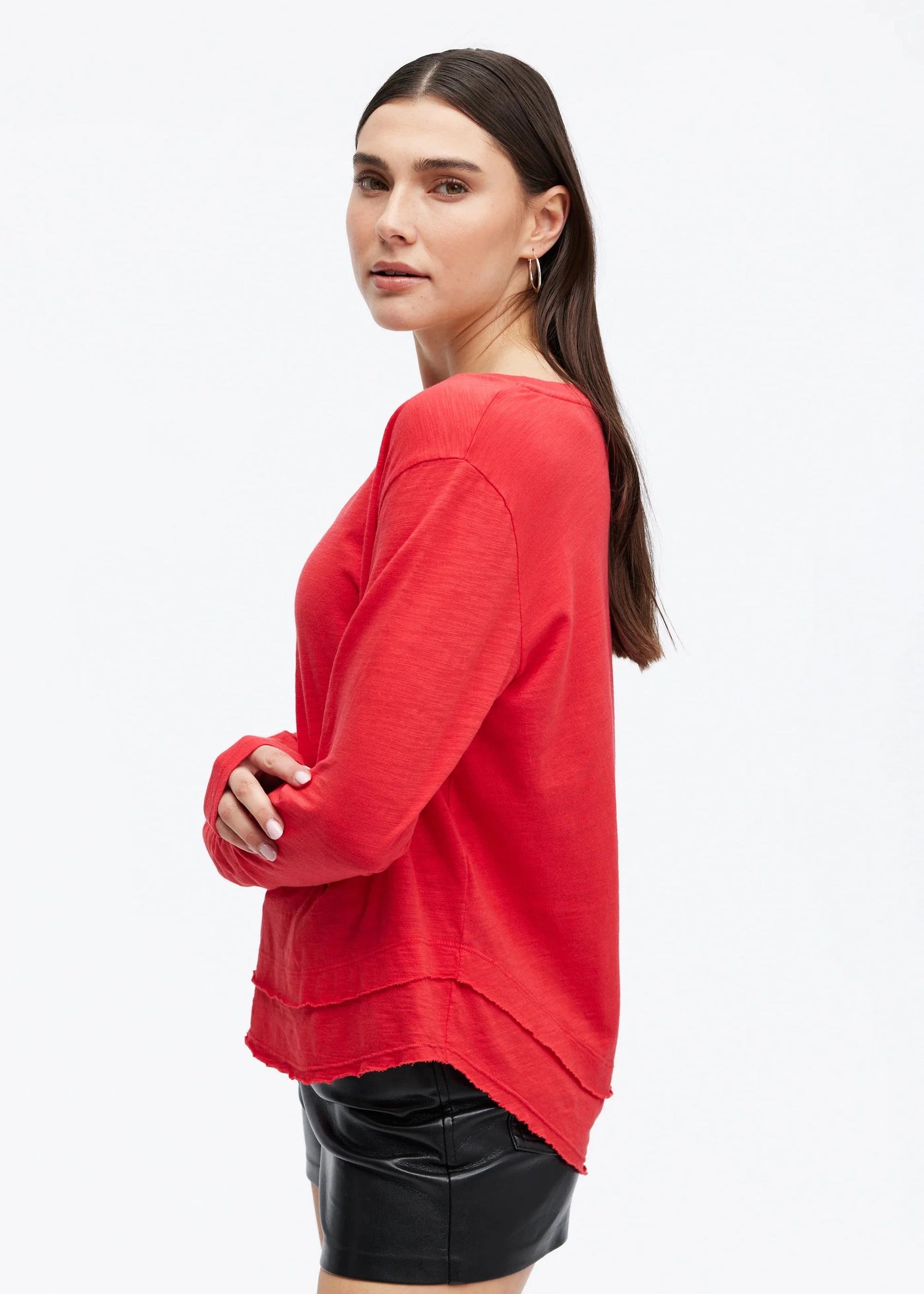 CHRLDR Ava V - Neck Long Sleeve Red