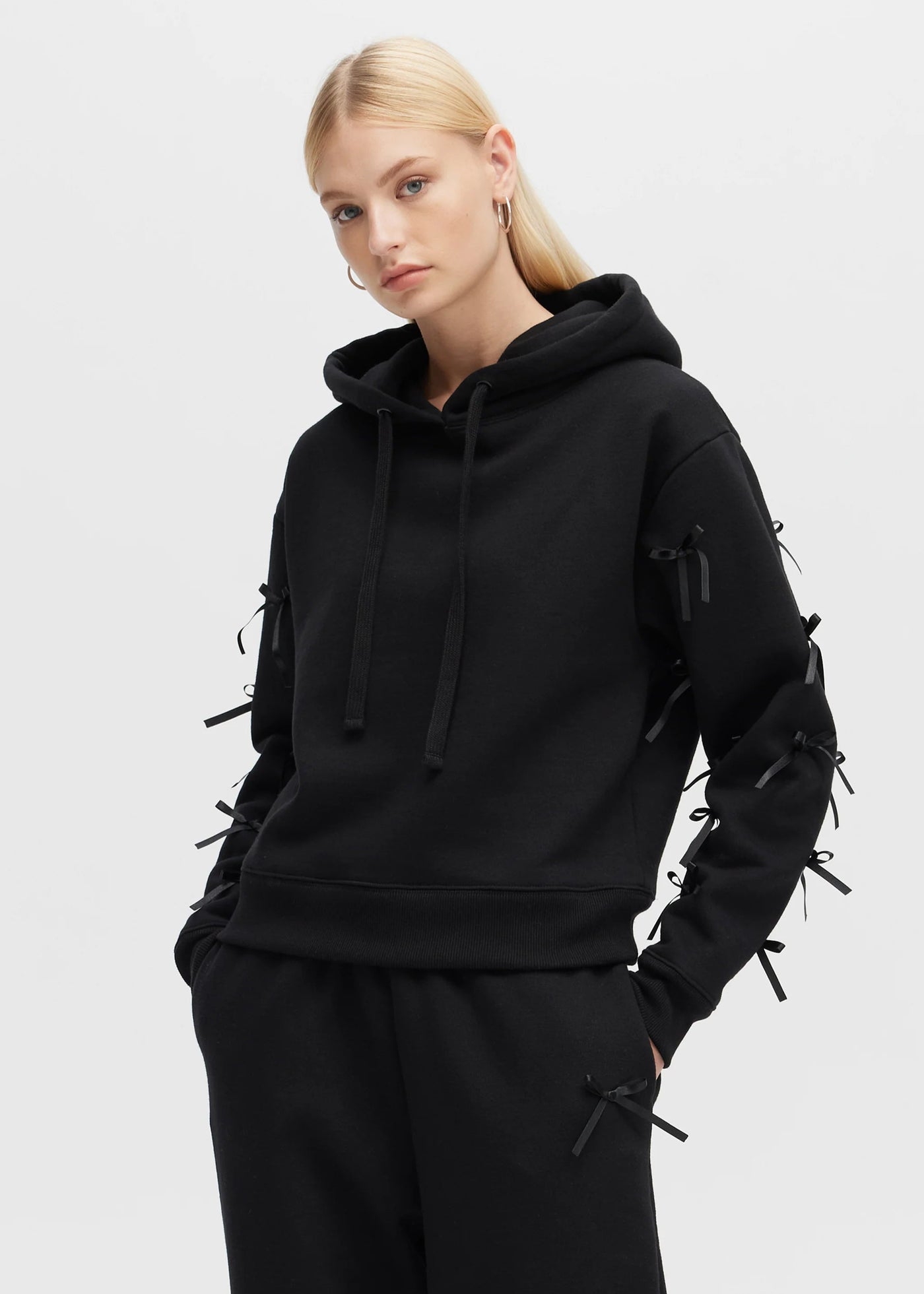 CHRLDR Molly Bows Pullover Hoodie - Black