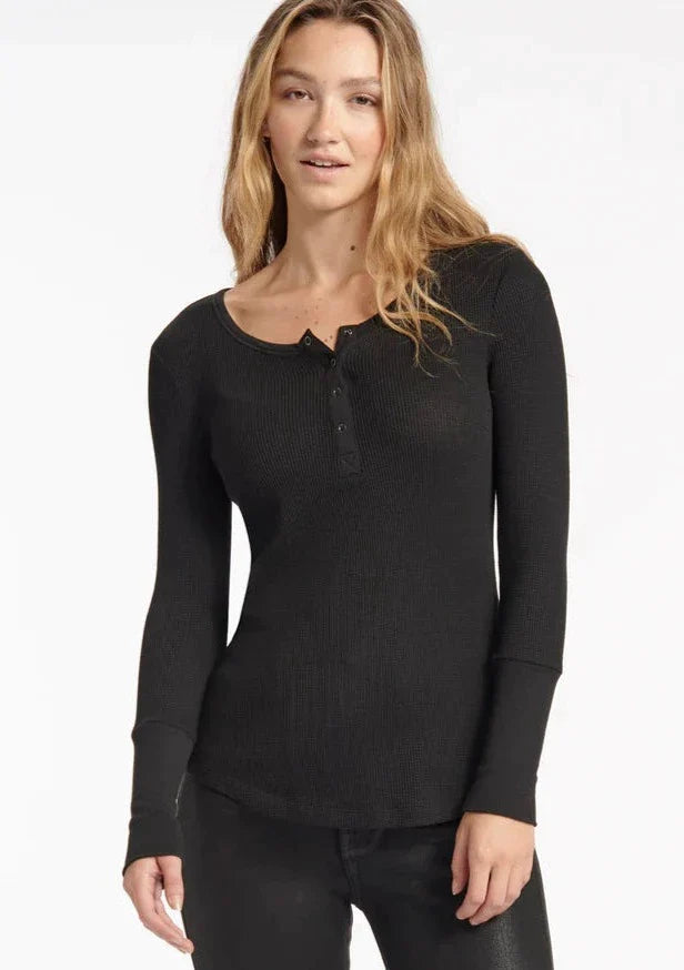 Splendid Thermal Forever Henley L/S Top - Black