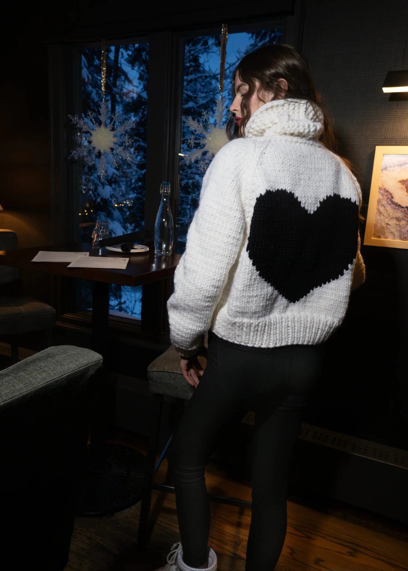 Gogo Long Heart Wool Cardi Snow/Jet